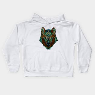 Zentangle Inspired Art-Wolf Kids Hoodie